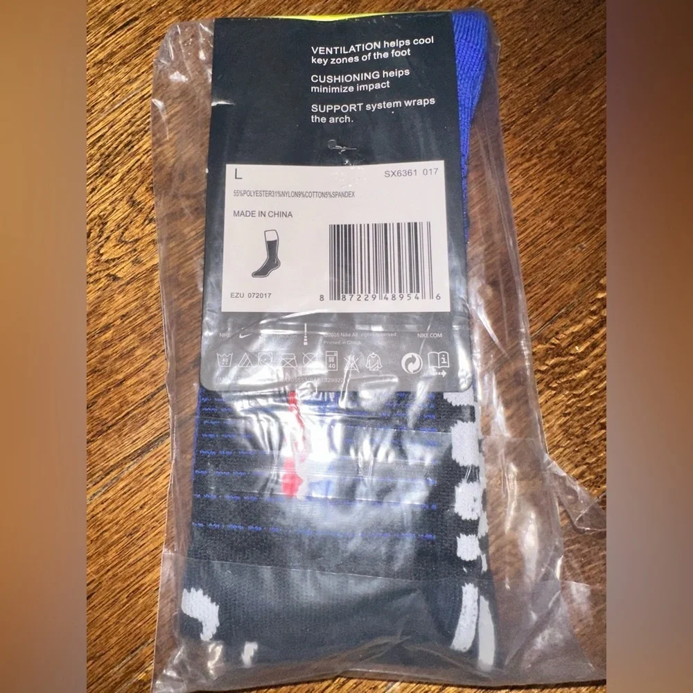 Nike Elite Crew NBA Basketball Sock Blue Black - NEW - MENS LARGE